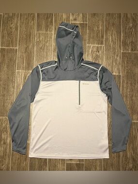 Simms Fishing Solarflex UltraCool UPF 50 Hoodie Gray Blue Mens Medium Pullover